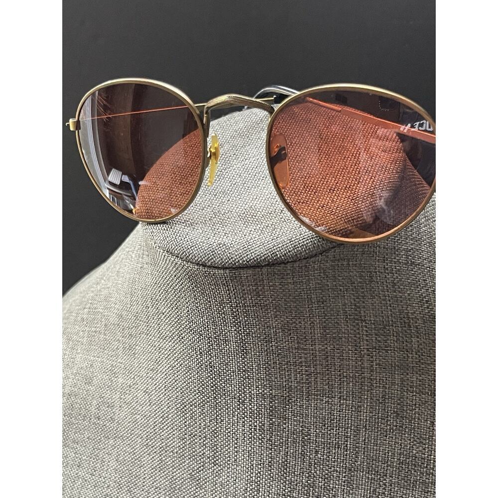 Stratus Aviator Sunglasses Gold Tone Metal Frame Reddish Brown Lenses Sunnies